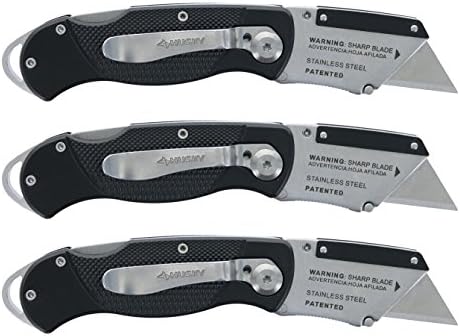 Husky Folding Sure-Grip Lock Back Utility Knives Multi Pack (3 Piece Set: 3 x Husky Knives w/ Blades) (Colors Vary) - Image 2