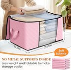 Fab totes 8 Pack Storage Bags for Clothes Blanket Storage Bins with Lids | Foldable Closet Organizers with Zippers,Window and Handles,Fabric Storage Bins for Sweater,Comforter,Bedding,Dorm essentials - Image 2