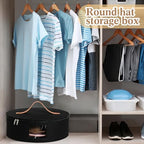 Chunful Hat Box for Women Storage Cowboy Hat Box, Black, Height 6.3 Inches | Travel Hat Box Stackable Round Wide Brim Sun Hats Organizer Bag Container for Closet Foldable Cap Boxes with Lid Space Saving - Image 4