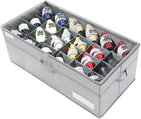 LUVHOMEE Shoe Organizer for Closet, Fits 24 Pairs, Large Shoe Box Storage Containers, Clear Foldable Shoe Storage Bins w/Bottom Support, Space Saving Closet Shoes Holder w/Reinforced Handles, Gray by Luvhomee