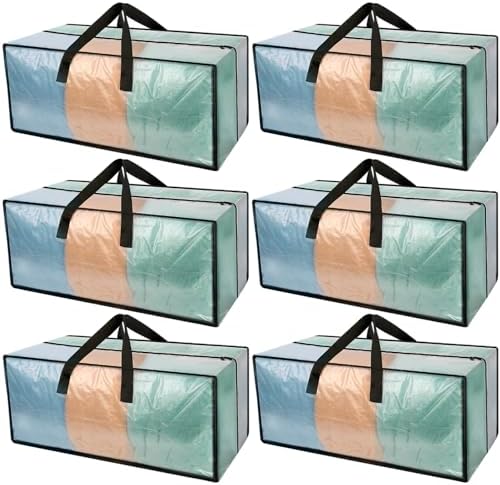 Heavy Duty Clear Moving Bags with Strong Zipper & Comfortable Handles by HAPPY+CHEERS