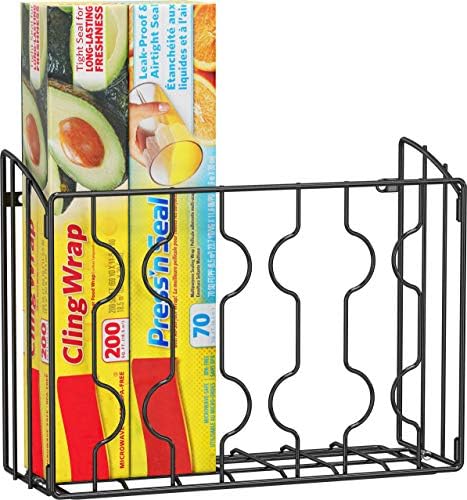Simple Houseware Wall Door Mount Kitchen Wrap Organizer Rack, Black by SimpleHouseware
