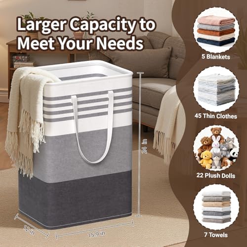 WOWBOX 2 Pack Laundry Baskets, Collapsible Dirty Clothes Laundry Hampers - Image 2