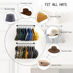 Hat Rack Wall Cap Organizer - Baseball Hat Racks Display Holder with 40 Hooks - Modern Metal Black Hats Storage Wall Mounted Caps Hanger Set of 4 for Closet Door Bedroom Entryway Laundry(Black) - Image 5