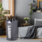 2-Pack Large Laundry Basket, Laundry Hamper Bag with Handles, 95L Dark Grey - Image 7