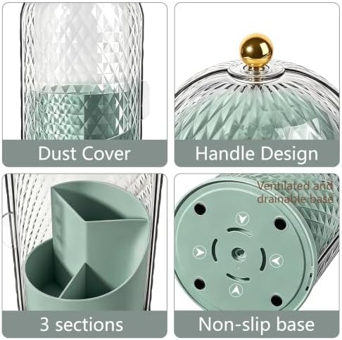 Toothbrush Holder with Cover for Bathroom Countertop, Organizer, Green - Image 4