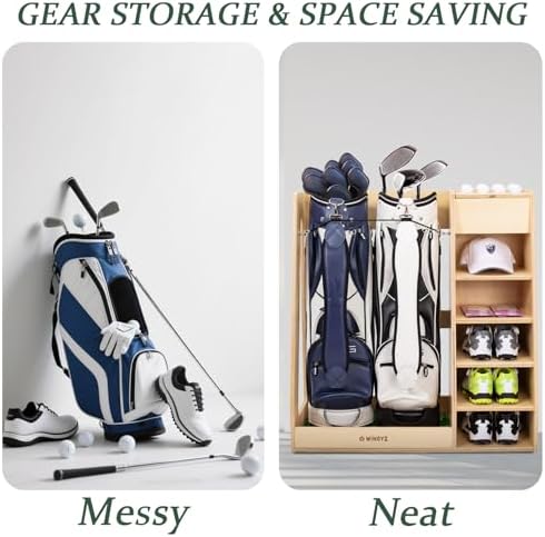 WINGYZ Golf Bag Storage for 2 Bags, Premium Birch Plywood Organizer - Image 6