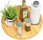 Lazy Susan for Table, 12 Inch Non-Skid Bamboo Turntable Organizer by VeyFey
