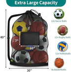 Hoiny Extra Large Soccer Ball Bag, 40"x30" Drawstring Heavy Duty Mesh Net - Image 2
