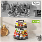 Lazy Susan Organizer – 2 Tier Rotating Spice Rack Turntable, 11.4" Plastic Spinning Organizer for Kitchen Cabinet Pantry Countertop Cupboard Bathroom Storage - Image 6