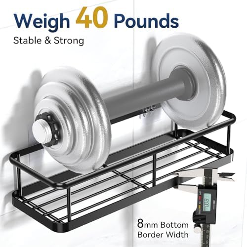 YASONIC Shower Caddy Adhesive, Rustproof Shower Organizer, Large Capacity Shower Shelves for Inside Shower, No Drilling Bathroom Organizers and Storage for Home Decor （2 Pack Black） - Image 3