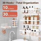 YASONIC Shower Caddy Adhesive, Rustproof Shower Organizer, Wall Shower Rack - Image 3