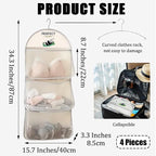 MIUPOO Multi Purpose Multi Layer Mesh Storage Hanging Bag,Hanging Storage with Metal Hanger Mesh Pockets for Bra Underwear Socks,Pockets Hang Store Bag for Door Wall Closet,4Pieces. - Image 2