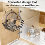 TIDIIABODE Pot Lid Organizer, Adjustable Kitchen Pot Lid Holder Inside Cabinet, Kitchen Cabinet Organizer Hanging for Food Storage Container, Pot, Pan Lid & Bakeware, Black - Image 3