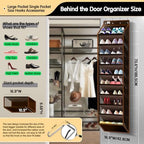 Kotkn 10 Tier Over The Door Organizer - Heavy Duty Hanging Storage Rack with Sturdy Oxford Fabric, Holds 20+ Pairs of Footwear, Boots & Sneakers, Saves 50% Closet Space (Dark Curry) - Image 2