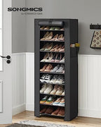 SONGMICS 10-Tier Shoe Rack with Cover, Shoe Storage Cabinet for 27-35 Pairs - Image 4