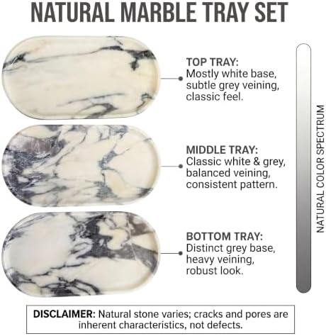 YKAJO Calacatta Viola Oval Marble Tray, 11.8x5.9 Vanity Perfume Organizer - Image 4