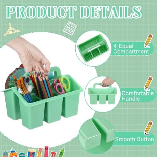 WILLBOND 12 Pcs Classroom Storage Caddies Stackable Utility Caddy, Green - Image 5