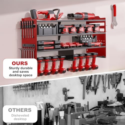 oviitech Large Power Tool Organizer Wall Mount Red - Image 4