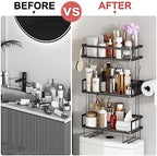 Godboat 3-Tier Over Toilet Storage Shelf, Wall-Mount with 2 Hook/Paper Rack - Image 4