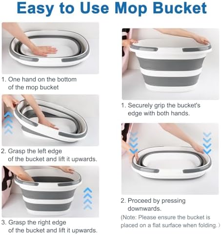 28L Large Collapsible Mop Bucket with Handle for Cleaning, Silicone Portable Pet Bathtub for Puppy Small Dogs Cats, Foldable Laundry Basket Hamper Clothes Storage Bin Space Saving Design for RV Home - Image 3