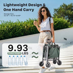 29.3" Collapsible Wagon Cart, 150L Heavy Duty Folding Utility Wagon with Wheels, 260 lbs Load, Portable Rolling Cart for Garden, Shopping, Sports, Camping, Army Green - Image 4