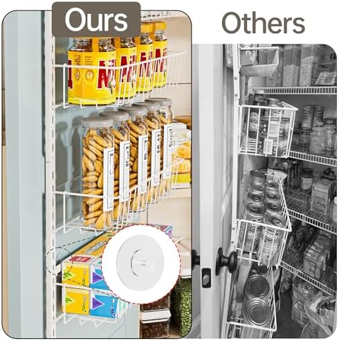 Delamu Adjustable Cabinet Door Organizer, 6-Tier Hanging Spice Rack Organizer, Metal Over the Door Pantry Organizer, Pantry Organizers and Storage Shelves for Kitchen Bathroom Laundry Room, White M - Image 5