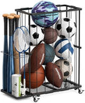 Garage Ball Storage Rack with Wheels, Metal Sports Ball Holder by Unknown