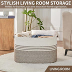 Laundry Hamper with Handles, 72L Rope Laundry Basket, Brown - Image 7