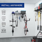 FLEXIMOUNTS 1-Pack 1x4 ft Garage Wall Shelving, Include 6 Bike Hooks, Black - Image 2