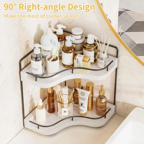 2-Tier Corner Bathroom Counter Organizer, Larger Size - Image 5
