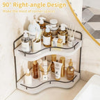 2-Tier Corner Bathroom Counter Organizer for Storage, White - Image 4