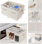 TOPIA HOME Shoe Organizer for Closet, Foldable Shoe Box with Adjustable Dividers and Clear Cover, Space Saving Shoe Storage Organizer Cabinet with Reinforced Handles, Fits 20 Pairs, Beige TP10Y - Image 3