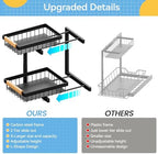 ADBIU Under Sink Organizer 2 Packs 2 Tier Expandable Height Under-Sink Organizers Slide Out Pull Out Organizer Shelf, Black - Image 5