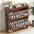 IRONCK Fluted Shoe Storage Cabinet, Walnut - Image 3