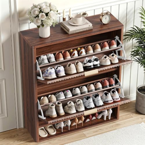 IRONCK Fluted Shoe Storage Cabinet, Walnut - Image 3