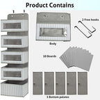 Over the Door Hanging Organizer with 5 Large Pockets - Wall Mount Pantry Storage with Clear PVC Window & 2 Big Metal Hooks for Closet,Bathroom,Nursery,Bedroom,Dorm,Baby Diapers,Kids Toys (Gray) - Image 6