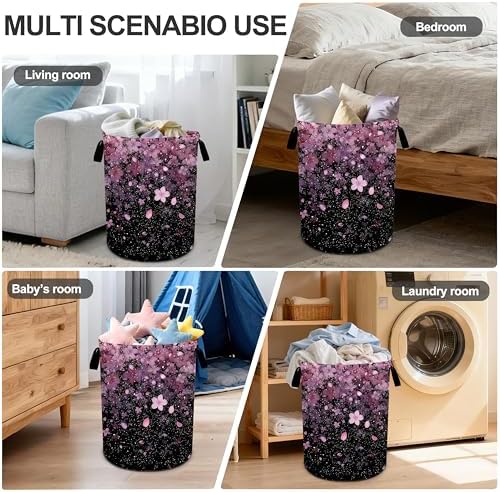 Cherry Blossoms Laundry Basket Storage Bin Foldable Laundry Hamper Clothes Storage Bucket Organizer 19.6x15.7 Inch For Laundry Room/Bedroom/Bathroom - Image 6