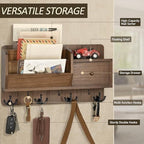 Rebee Vision Key Holder Wall Mount with Drawer Organizer for Entryway,Brown - Image 4