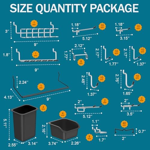 Peg Board Kit, Includes Pegboard and Accessories,with Hooks and Bins,Peg Board Wall Organizer for Office,Ornaments Display,Crafts Organization (129, Black) - Image 3