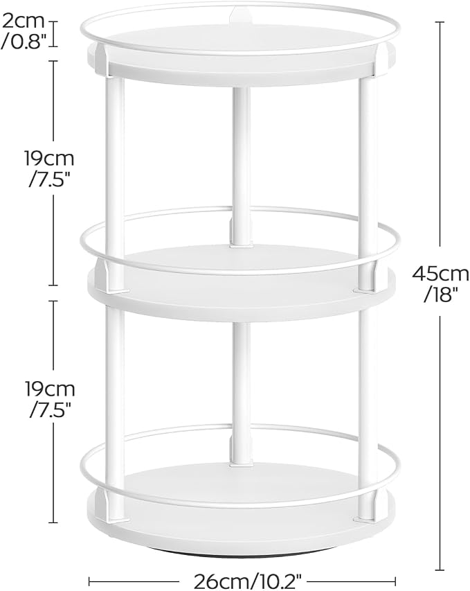YATINEY Lazy Susan Organizer, Rotating Spice Rack, 3 Tier Spice Turntable Organizer, Industrial Turntable Spice Holder, for Kitchen Countertop and Cabinet, Compact and Versatile, White SR23WW - Image 6