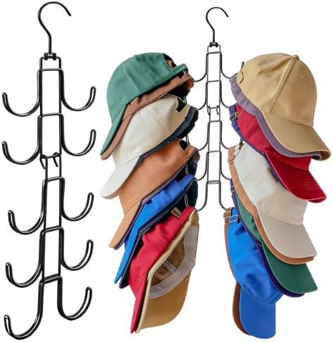 Hat Organizer for Closet, Baseball Caps Rack with 10 Hooks by Dixsxusu