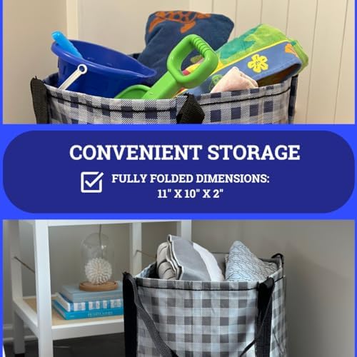 DURASACK Heavy Duty Storage Tote Bag 22-Gallon, Gingham Multi, Pack of 4 - Image 4