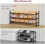 Tajsoon Expandable Shoe Rack for Closet 3 Tier, 28“-41“Stackable, Black - Image 3