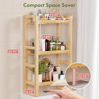 AmazerBath Bamboo Over The Toilet Storage Shelf - 3-Tier Bathroom Organizers and Storage Shelves, 2 in 1 Dual Stable Above Over Toilet Bamboo Shelf Home Storages Rack for Small Bathroom, Space Saver - Image 2