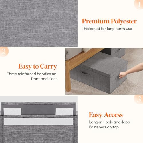 Lifewit 100L Under Bed Storage Containers, 11.8 Inch Tall Underbed Clothes Storage Organizer Bin with Sturdy Sidewalls, Bottom, 3 Lids, Deep Storage Drawer for Clothes, Shoes, Blankets, Pillows 2 Pack - Image 6