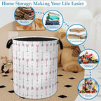 Pink Arrow Laundry Basket Collapsible Laundry Hamper with Handle, Oxford Clothes Storage Bin for Bathroom Bedroom Room Decor, Gift Basket 16" X 20.8" - Image 5