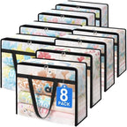 BlissTotes Moving Bags 90L 8PCS, Clear Clothes Storage Under Bed Storage | Foldable Clothes Storage Bags with Sturdy Zippers & Handles for Comforter, Bedding, Books, Sheet, Transparent Containers by BlissTotes