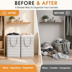 2 Pack Large Laundry Baskets, Laundry Hampers, Freestanding Waterproof Collapsible Clothes Basket with Easy Carry Handles in Laundry Room Bathroom Bedroom Dorm,Grey,75L - Image 3