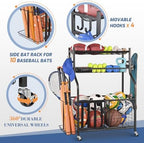 PLKOW Sports Equipment Storage for Garage, Indoor/Outdoor Sports Rack for Garage, Ball Storage Garage Organizer with Basket and Hooks,Toy/Sports Gear Storage - Image 5